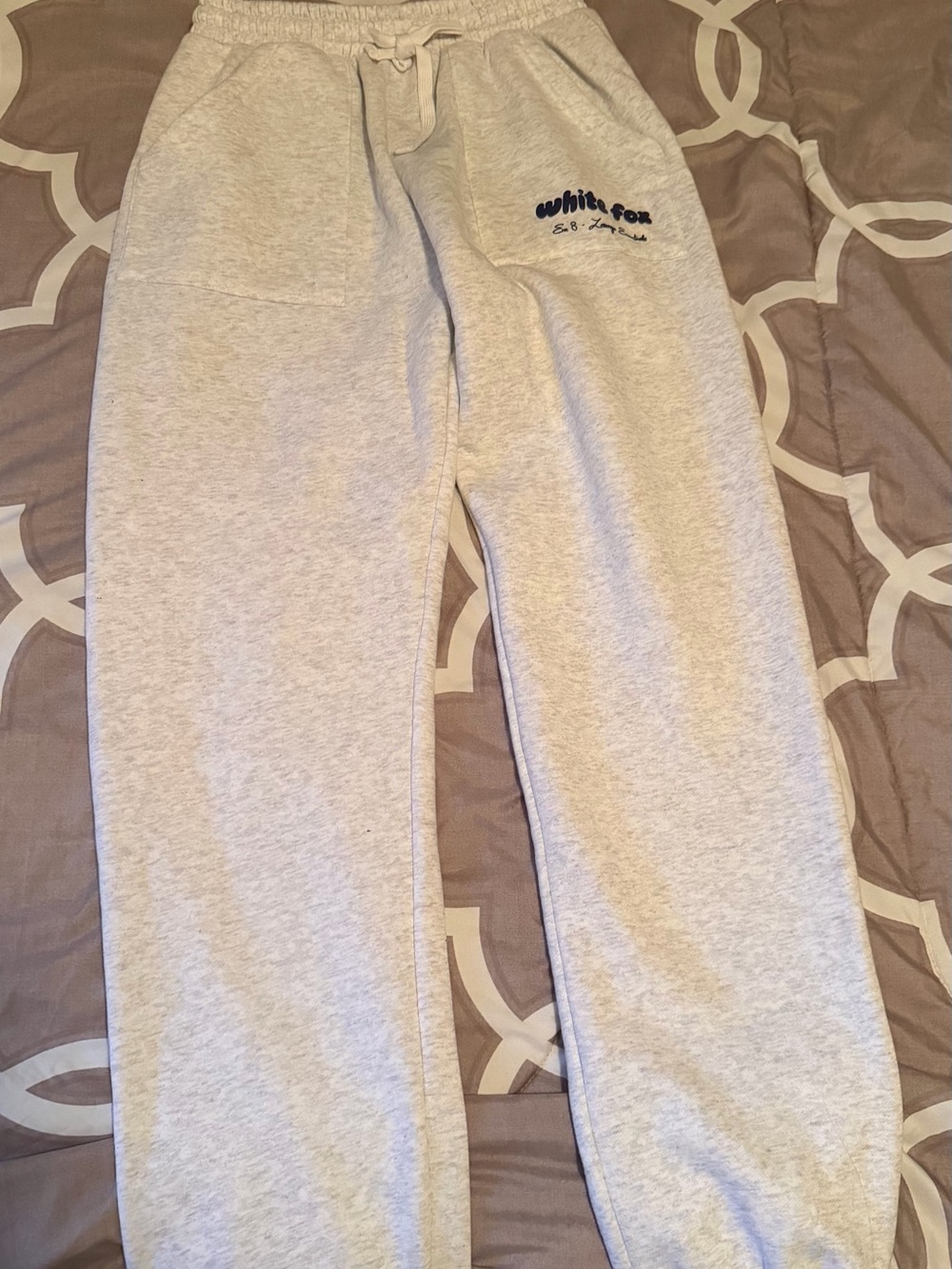 White Fox Boutique Cream Drawstring Joggers
